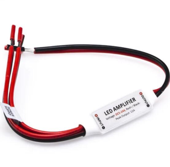 (image for) Mini Amplifier 2 Channel for 5V 12V or 24V for Single Color LED Flexible Strip Lights